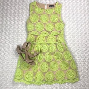 Gracia Neon Green Daisy Embroidered Dress